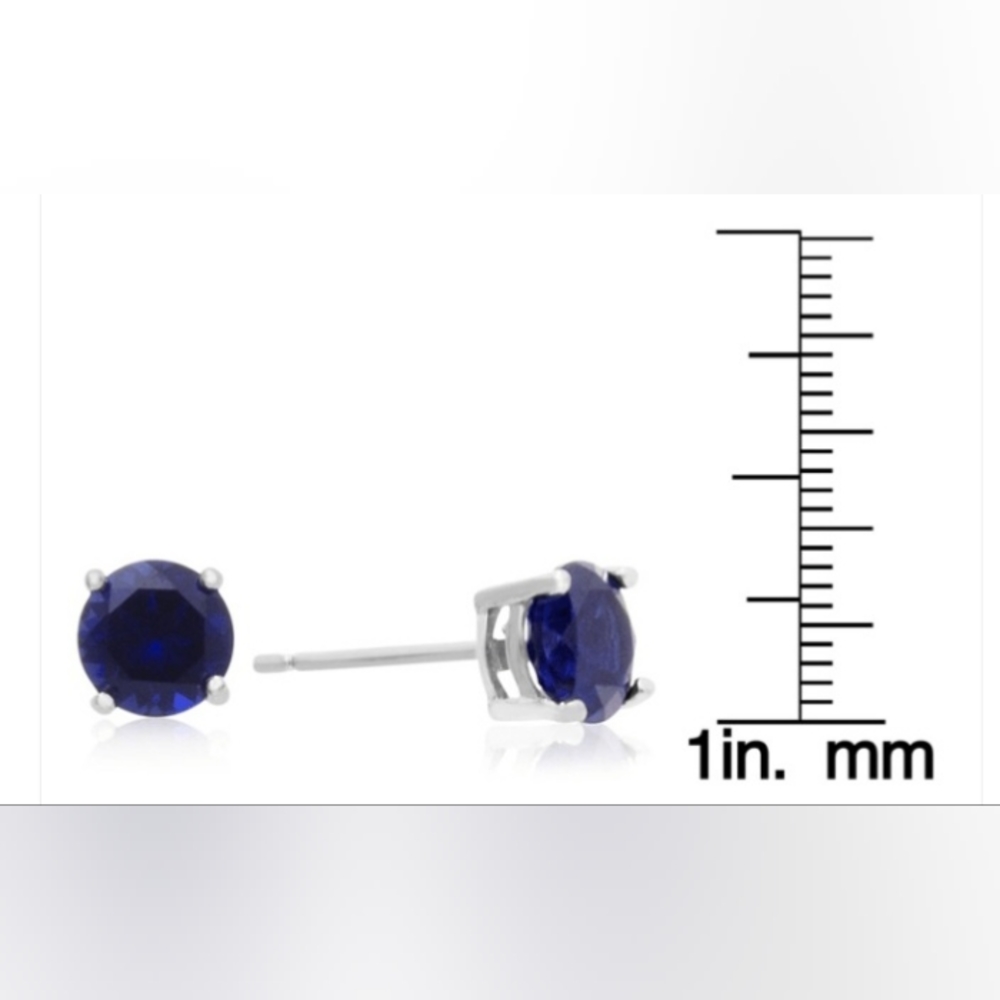 NEW 2 carat Sapphire earrings set in Sterling Silver - Picture 5 of 5